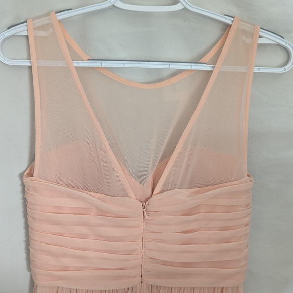David's Bridal NEW long illusion mesh gown sz 8 pink peachy color - Picture 5 of 13